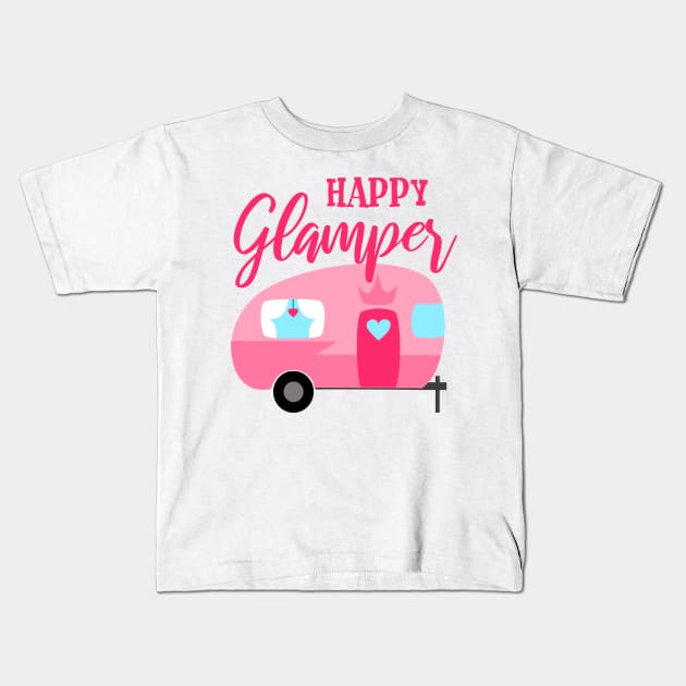 Happy Glamper Kids T-Shirt by Megan Noble